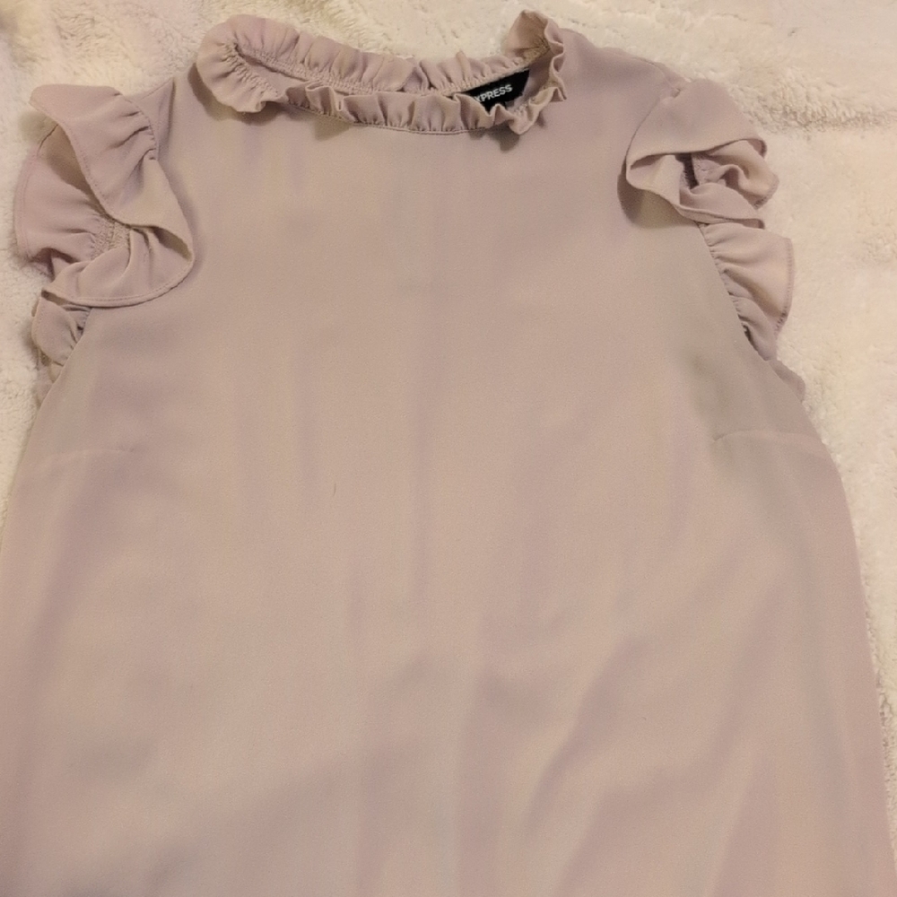 Express Tan Sleeveless Ruffled Blouse